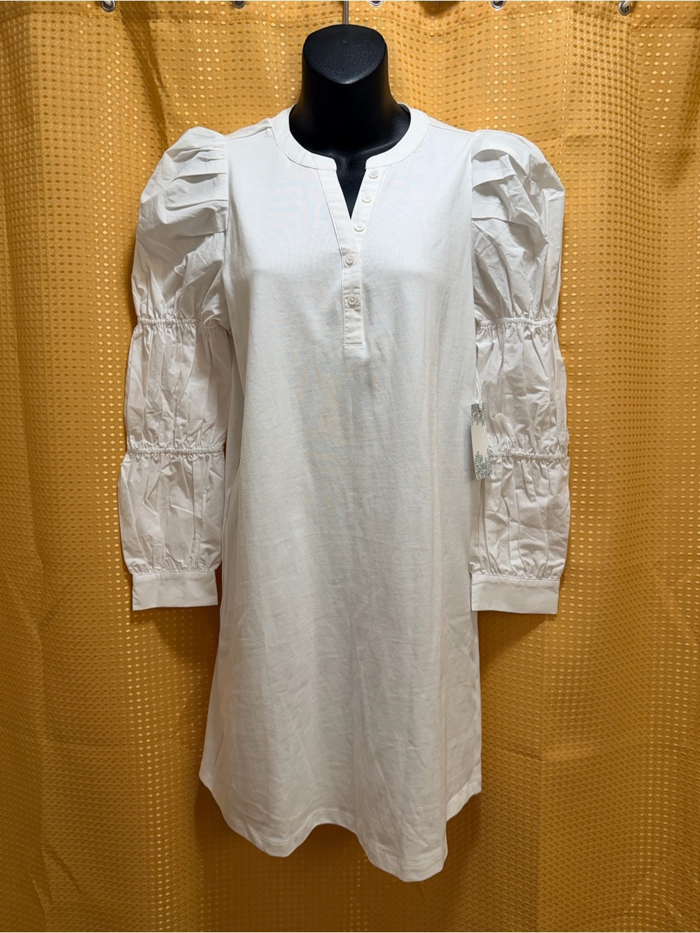 White Puff Sleeve Tunic Dress